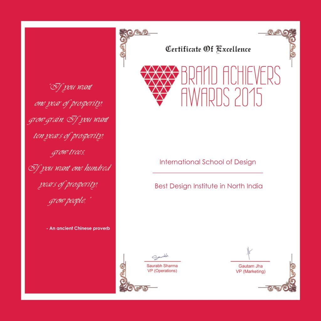 Award - Best Design Institute in North India JPG